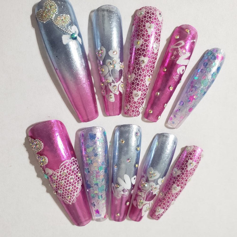 XXL Coffin-Ballerina Gel Press on Nails - Picture 5 of 10
